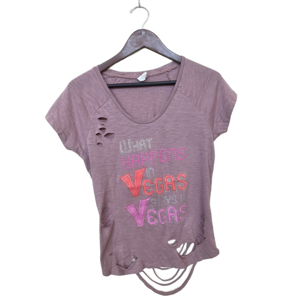 What Happens In Vegas Stays In Vegas Bling Distressed Fun T Shirt Size Small
